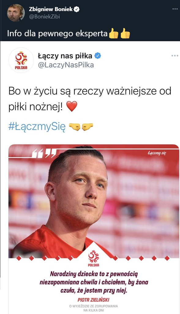 Piotr Zieliński z przekazem do pewnego eksperta...